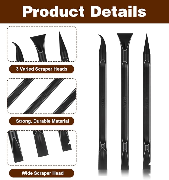 9 Pcs Car Crevice Cleaning Tool, 5.79 Inch Multi-purpose Detailing Equipment Crevice Tool for Cleaning Small Narrow Spaces and Gaps, Remove Stickers Labels (Black)