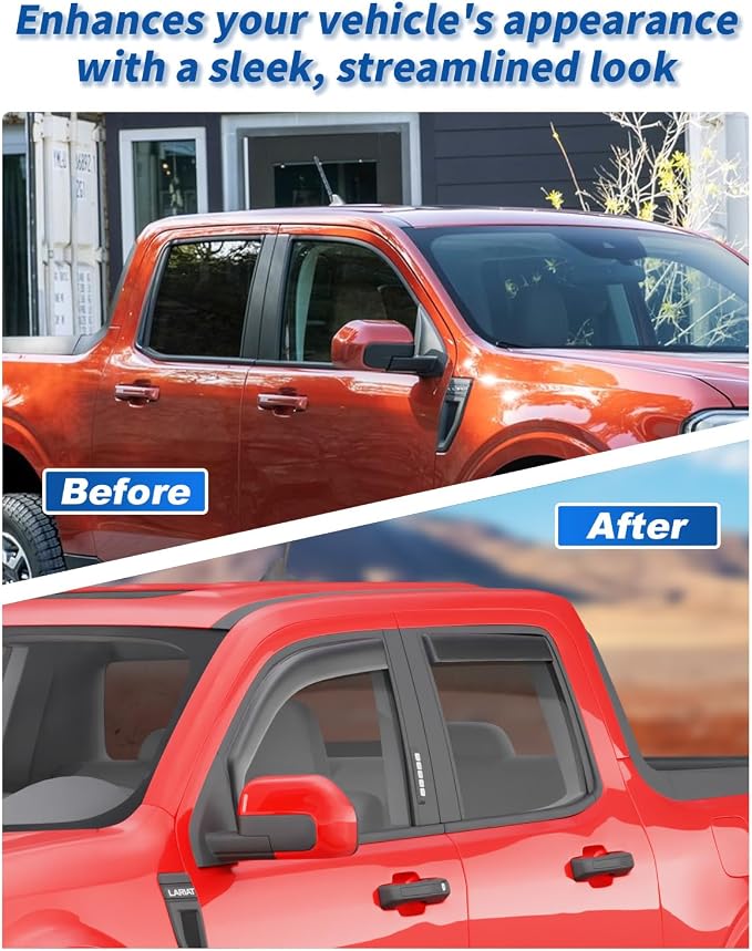 Window Rain Guards Fit for Ford Maverick 2022 2023 2024 2025 2026, in-Channel Rain Guard Extra Durable Side Window Deflectors Window Vent Visors, Truck Vent Shades Exterior Car Accessories