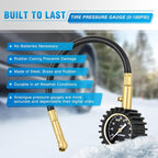 Tire Pressure Gauge 100PSI Heavy Duty Large 2" Glow Dial ANSI B40.1 Certified Air Chucks Accurate Reading with Extended Hose for Truck Semi Truck ATV Motorhome Cars & RV Accessories