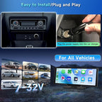 [2.5K Front Camera+64G TF Card] Wireless Carplay/Android Auto Portable Car Radio with 9.3" HD Touchscreen Dash Cam, Front/Rear View Camera Stereo Receiver Bluetooth FM Transmitter AUX