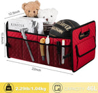 Car Trunk Organizers and Storage for SUV, Collapsible Multi Compartment Container Box Adjustable Car Accessories for Women Men, Red