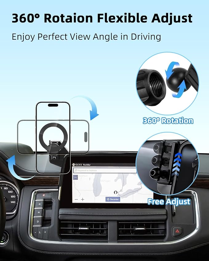 PZK Car Phone Mount for 2021 2022 2023 2024 Chevy Tahoe/Suburban/GMC Yukon | 10.2-inch Screen MagSafe Magnetic Car Phone Holder Compatible with MagSafe 360° Rotation LT/Z71/RST/Premier/High Country