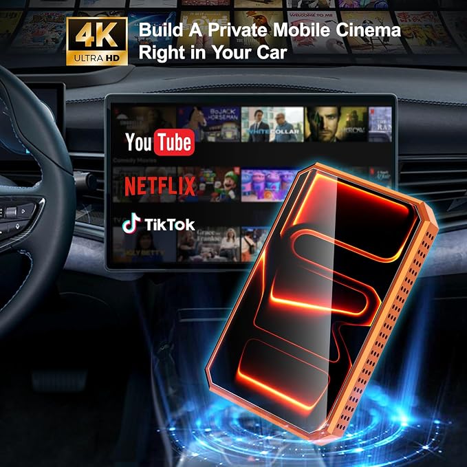 Wireless CarPlay Android Auto Adapter, Ai Magic Box with HDMI & USB Port, USB Flash Drive Playback and Screen Mirroring, Plug and Play Video Adapter for OEM Factory Wired CarPlay Vehicles