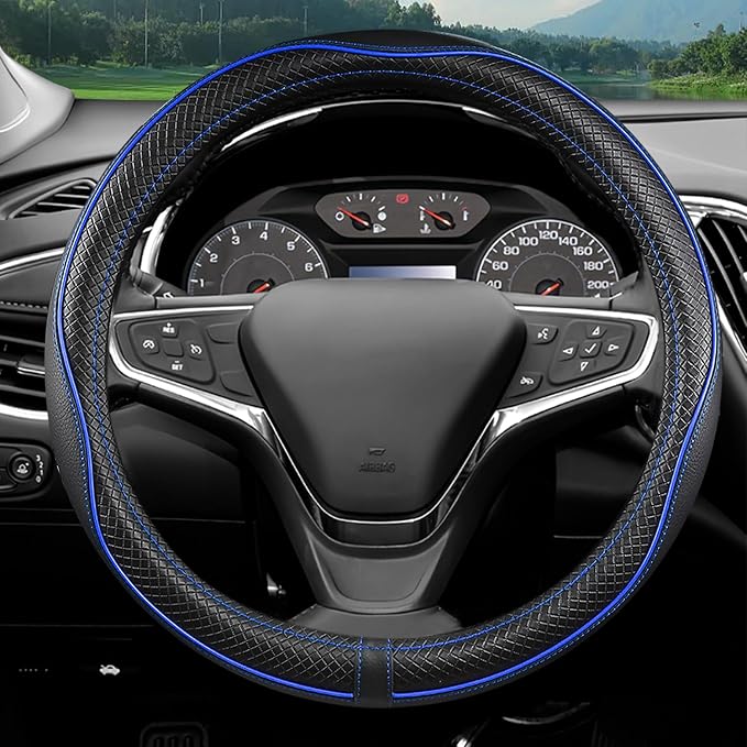 Car Steering Wheel Cover for Chevy Silverado 1500 2500 3500, Tahoe, Equinox,Traverse,Colorado, Automative Accessories for Chevy, Sporty Design,Blue