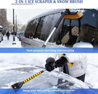 Car Snow Brush and Ice Scraper, 2 in 1 Detachable Aluminum Vehicle Snow Removal Tool with Ergonomic Foam Grip for Windshield, Automotive Ice Shovel Accessories, Universal Fit (Yellow/Black)