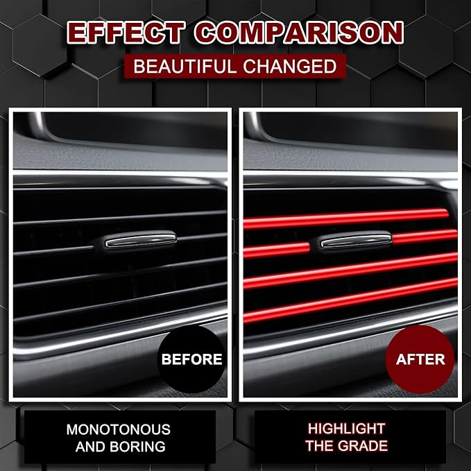 28 Pcs Car Interior Accessories Including 20 Pcs Car Air Conditioner Decoration Strip 4 Non Slip Silicone Car Cup Coaster 4 Car Tire Valve Stem Caps for Most Cars SUVs Trucks(Red)