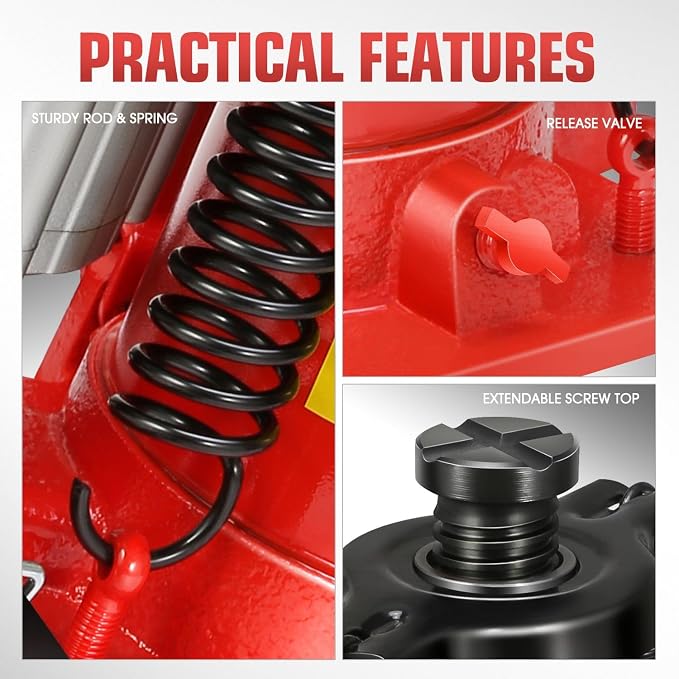 20 Ton Air Hydraulic Bottle Jack Air-Operated Hydraulic Bottle Jack Portable Low Profile Manual Jack Air Jack for Car Pickup Truck RV Auto Repair w/Handle, TOOLS-00769