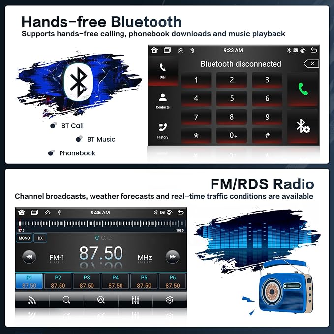 8 Core 4+64G Radio for Mitsubishi Lancer 2007-2012 Android 15 CarPlay Stereo Upgrade 10.1" Touch Screen Android Auto Bluetooth GPS 59UI Backup Camera