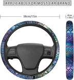 Auto Steering Wheel Covers Comfort Anti-Slip Safety Stretch-on 14-15 inch, Colorful Snake Skin Easy Fix Machine Washable Steering Wheel Protection