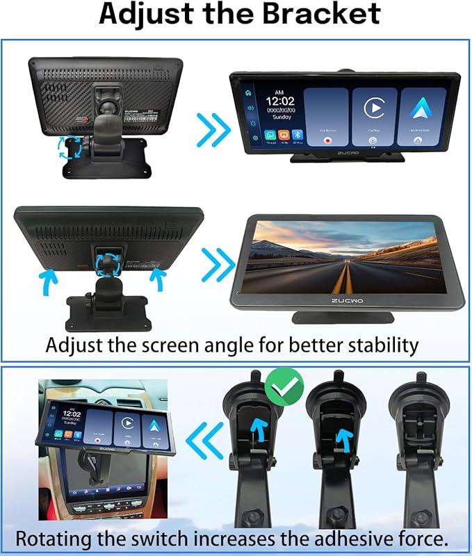 10.26 Inch Wireless CarPlay Screen for Car, Apple CarPlay & Android Auto Touch Screen with Rear Camera, BT Music, Navigation, Voice Control for Vehicles