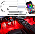 Car LED Lights Interior, RGB Under Dash Foot Well Lighting Kit with DIY Mode, Mult-Color Light for Car with APP Control and Button Control, Music Sync USB 5V DC