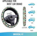 Elastic Steering Wheel Cover Car Accessories Cute Universal 15 Inch Absorbing Sweat Non-Slip Breathable for Man Woman, Cute Dachshund Floral