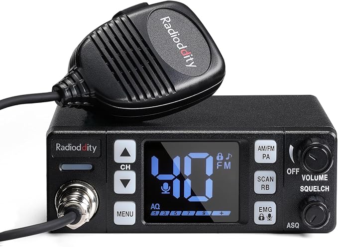 CB-606 CB Radio, 40 Channel Mobile CB Radio with AM/FM/PA Modes, 2.2’’ LCD Screen, Instant Channel 9/19, VOX, Roger Beep, TOT, ASQ/SQ, for Off-Road Adventure