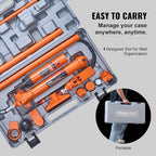 Porta Power Kit, 12 Ton Load, Portable Hydraulic Jack with 4.6 ft Extended Oil Hose, Long Handle Design, Auto Body Frame Repair Kit with Portable Storage Case for Car Repair, Truck, Farm