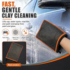 Clay Mitt for Car Detailing, No Scratch Reusable Magic Clay Bar Glove, Microfiber Auto Cleaning Supplies for Removing Debris from Paint, Glass, Wheels, Windshield(Orange)