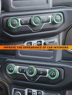 HVAC Climate Control Panel Knob Trim Kit & Light Control Switch Cover, Air Conditioner Knob Aluminum Alloy Ring for 2018-2024 Jeep Wrangler JL JLU & Gladiator JT, Interior Accessories, Green