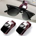 2 Pack Sunglasses Holder for Car, One-Handed-Operation Visor Sunglass Holder Clip, Easy Access Storage for Driving,Universal Fits (Textured Red)