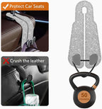 CoBak Purse Hook for Car - Universal Premium Stitched Leather and Aluminum-Magnesium Alloy Double Car Seat Back Storage Hook for Purses, Handbags, Bags (2 Pack),Silver Glitter