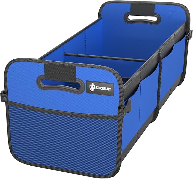 Trunk Organizer for Car - 70L Collapsible Car Storage with 11 Pockets & Reinforced Handles, SUV Trunk Organizers for Grocery Cargo(Blue)