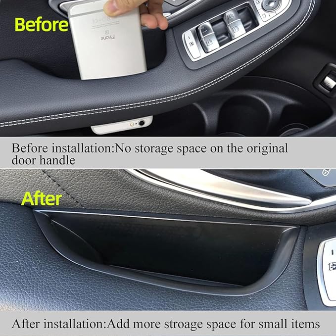 Front Row Door Side Organizer Compatible with Mercedes Benz GLC GLC250 GLC300 GLC350 GLC43 AMG C-Class Sedan C300 C450 C63 AMG W205 2015-2022 Armrest Phone Container Storage Box Handle Pocket