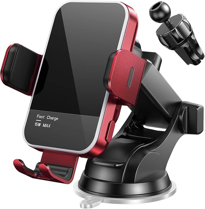 Wireless Car Charger,【7 Colored RGB Backlit】 15W Auto Clamping Car Charger Phone Mount Holder fit for iPhone 15 14 13 12 Mini Pro Max 11 XR XS, Samsung Galaxy S24 Ultra S23 S22 S21+ Note 20, etc