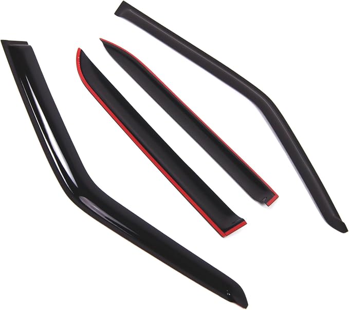 WD2-673 Dark Smoke 4 Pcs Set Window Visor (Outside Mount) Deflector Rain Guard Compatible with 1982-1991 BMW 325e 325i 325iX