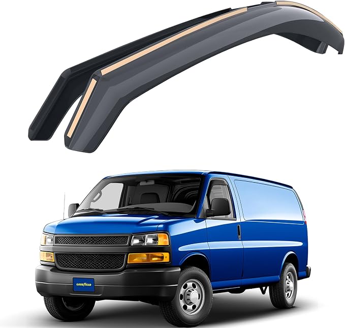 Goodyear Shatterproof in-Channel Window Deflectors for Chevrolet (Chevy) Express Van/GMC Savana 1996-2026, Rain Guards, Window Visors for Cars, Vent Deflector, Car Accessories, 2 pcs- GY003436LP