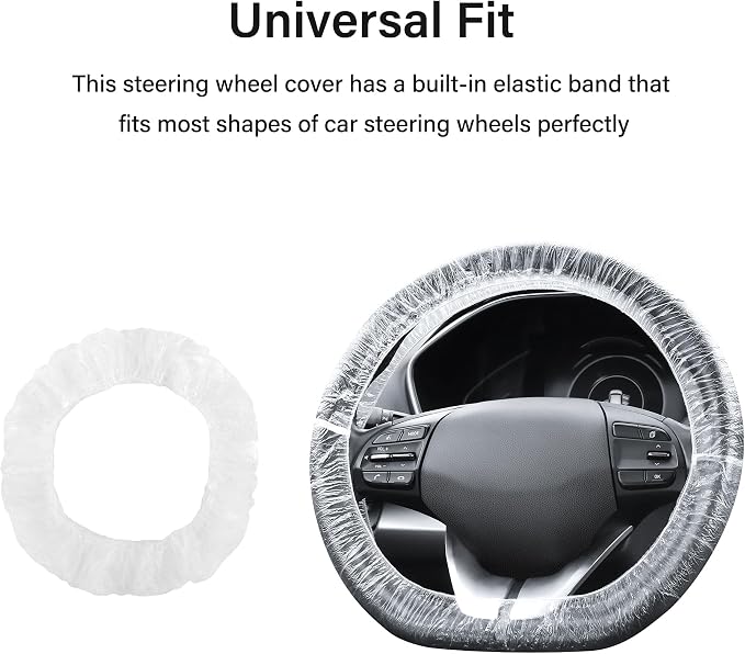 25PCS Disposable Steering Wheel Covers,Disposable Steering Wheel Protector with Elastic for Avoiding Scuffs & Scratches,Universal Car Steering Wheel Cover Car Accessories