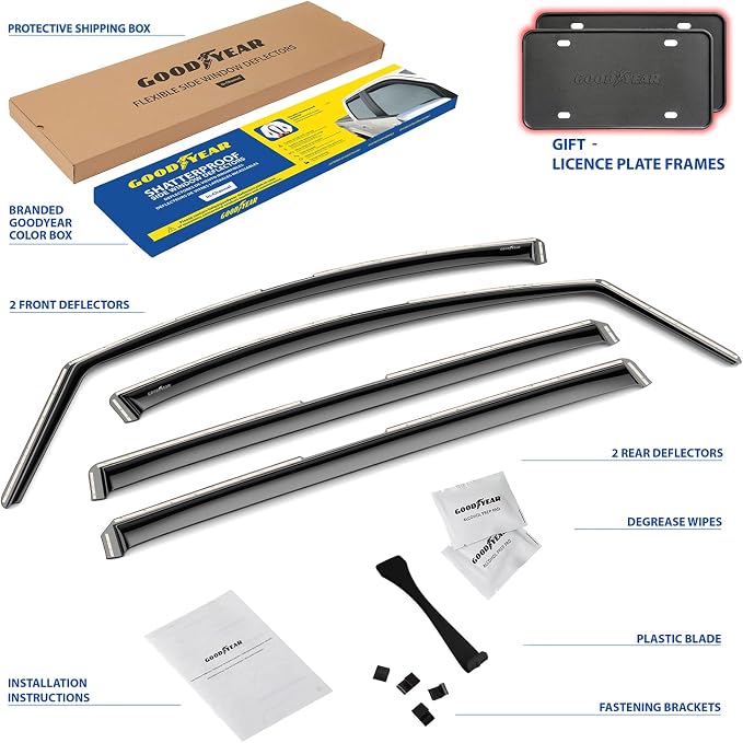 Goodyear Shatterproof in-Channel Window Deflectors for Honda Odyssey 2018-2026, Rain Guards, Window Visors for Cars, Vent Deflector, Car Accessories, 4 pcs - GY007755