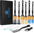 10PCS Car Detailing Brush Set,Boars Hair Car Cleaning Detail Brush kit,Ultra Soft No Scratch Car Dust Brush,Car Interior Detailing Brushes Kit,Detail Brushes Car Detailing for Interior Exterior(gold)