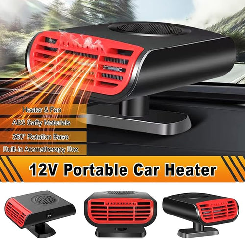12V Portable Car Heater & Defroster, 3-in-1 Multi-Function Windshield Heater with Fast Heating, Defrost & Defog | 360° Adjustable Plug In Auto Heater for Vehicle, SUV, RV, Truck