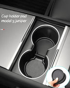 Door Side Pocket Storage Box Liners, 4pcs TPE Front & Rear Door Pocket Inner Organizer Trays and Cup Holder Pad Compatible with Tesla Model Y Juniper 2025 2026