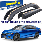 Goodyear Shatterproof in-Channel Window Deflectors for Honda Civic 2022-2026 Sedan, Rain Guards, Window Visors for Cars, Vent Deflector, Car Accessories, 4 pcs - GY008433