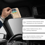 Car Sun Visor Organizer, Leather Auto Visor Card Holder with Sunglasses Clip, Multifunctional Sunvisor Storage Pouch Vehicle Interior Pocket for Driving License Pen Ticket (Beige)