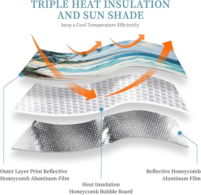 Windshield Sun Shade Beach Sea Palm Tree Car Front Window Sunshade Cover for Truck SUV Blocks UV Rays Automotive Visor Interior Protector 51 x 27.5 inch