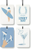 Blue Coastal Cowgirl Car Air Freshener 4 Pcs Coconut Scented, Horseshoe Martini Cowgirl Car Accessories Mirror Decor for Women, Western Hanging Air Freshener for Cars Closet Drawer Books