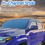 4 PCS in Channel Rain Guards for 2009-2018 Dodge Ram 1500 Quad Cab, Smoke Tinted Vent Window Visors, Side Window Deflectors Vent Shade Shield, 2010 2011 2012 2013 2014 2015 2016 2017