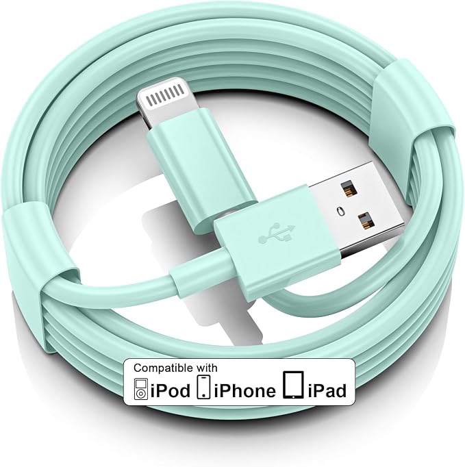 Car iPhone Carplay Cable, Car Charger Cord, USB A to Lightning Cable Fast Charging & Data Transfer for iPhone 14/13/12/11 Pro Max XR XS X 8 7 6 Plus SE Tangle-Free,3ft Green