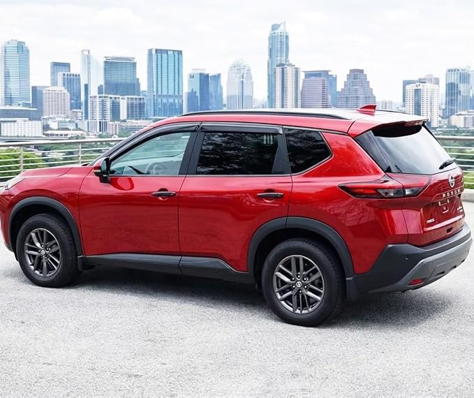 2021-2026 Tape-On Rain Guards for Nissan Rogue Side Window Visor Deflectors S SV SL Platinum Tinted Vent Shade Protectors 2022 2023 2024 2025