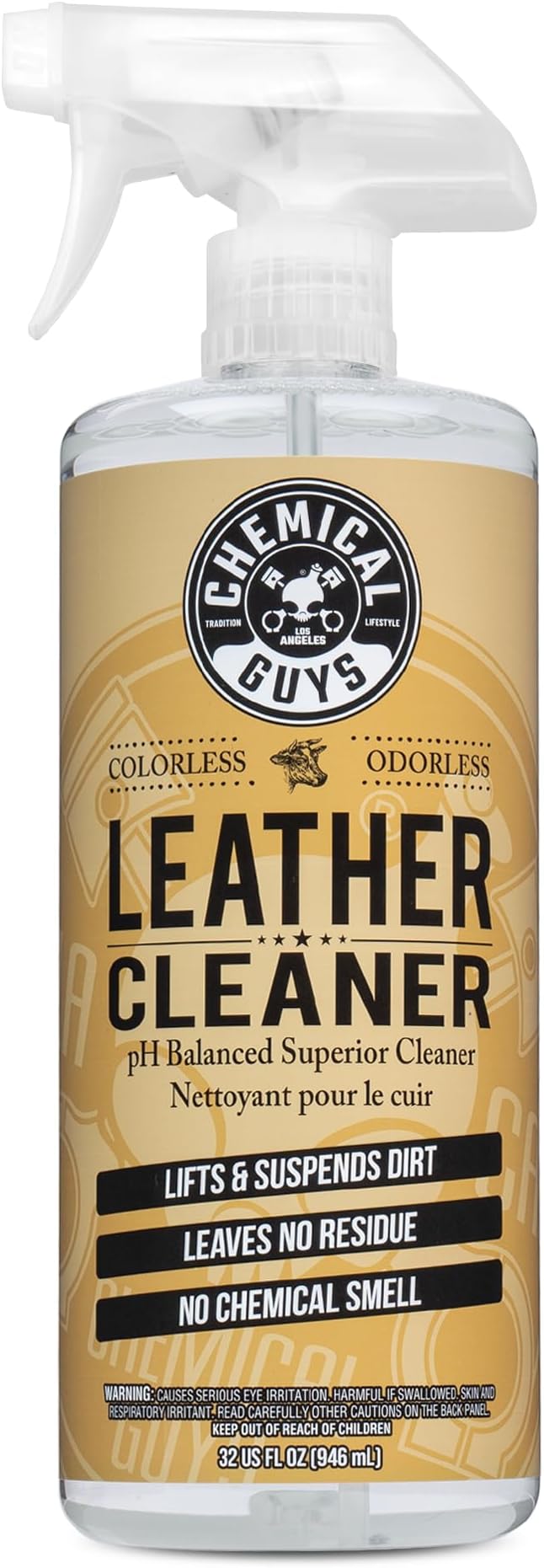 Leather Cleaner, Colorless and Odorless for Car Interiors, Furniture, Boots, and More (Works on Natural, Synthetic, Pleather, Faux Leather and More), 32 fl oz - SPI_208_32
