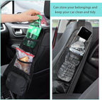 Car Seat Side Organizer, Front Seat Side Hanging Bag with Mesh Net Pockets, Multi-Pocket Vehicle Stuff Holder for Mobile Phone Wallet Drink, Universal Car Accessories