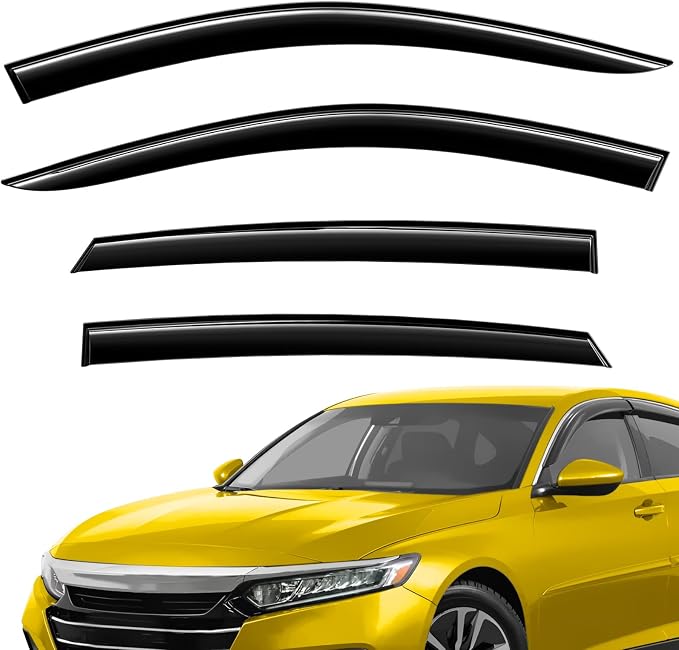 Extra Durable Window Deflectors Tape-On Window Visors Rain Guards Fit for Honda Accord 2018-2022, Sun Visors, Wind Vent for Shades, Exterior Car Accessories - 4pcs. AG0183