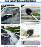 Car Windshield Cleaner Tool, Vehicle Window Detailing Cleaning Kit with Extendable Handle & 4 Washable Microfiber Pad, Auto Glass Wiper Cleaner for Exterior & Interior, Universal Fit (Gray)