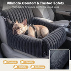 Dog Car Seat for Small/Medium Dogs up to 25 lbs, Multi-Functional Dog Carrier for Car with Detachable Washable Cover, Pet Travel Bed with Clip-On Safety Leash, Grey