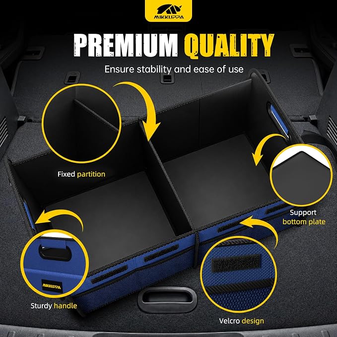 Car Trunk Organizer - 75L Collapsible Trunk Organizer with Reinforced Handles for Groceries, Trunk Storage Organizers for SUV Auto Truck Van with Non Slip Bottom (Blue)