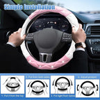 Pink Steering Wheel Cover, Auto Cute Girly Car Interior Accessories Coquette Aesthetic Decoration Stuff