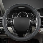 Microfiber Leather Steering Wheel Cover for Honda Accord,Civic,CR-V,HR-V,Pilot(Black+Gray Line-Standard Size)