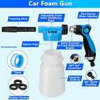 Car Wash Kit, Car Detailing Kit with Foam Gun, Car Wash Brush Mop and Large Folding Bucket Suitable for Car Cleaning, Blue Car Wash Set Gift for Men and Women