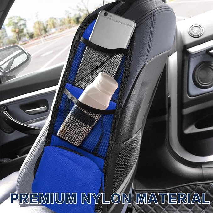 2PS Car Seat Side Organizer, Auto Seat Storage Hanging Bag, Multifunctional Vehicle Mesh Pocket Hold, Car Accessories Can Hold Phone, Wallet, Glasses for Most Cars
