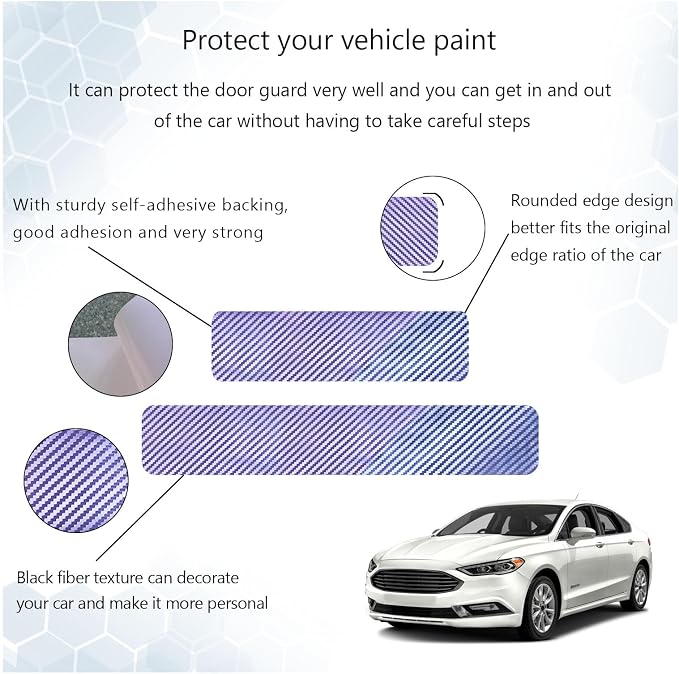 4 PCS Car Door Sill Protector, 3D Carbon Fiber Auto Door Entry Edge Guard Protection Trim, Anti-Scratch Threshold Cover Strips, Sill Protection Sticker for Car SUV Truck (Colorful)
